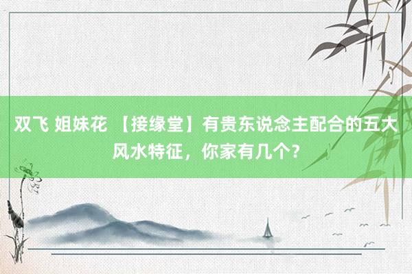 双飞 姐妹花 【接缘堂】有贵东说念主配合的五大风水特征，你家有几个？