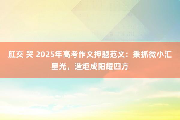 肛交 哭 2025年高考作文押题范文：秉抓微小汇星光，造炬成阳耀四方